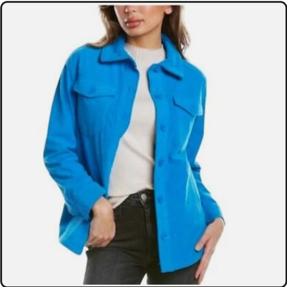 Bacatelle  Corduroy Shacket Women Blue‎ Button Collar